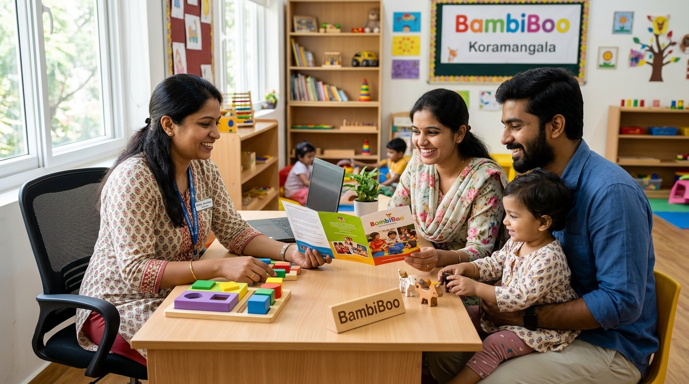 Preschool campus tour and admissions desk